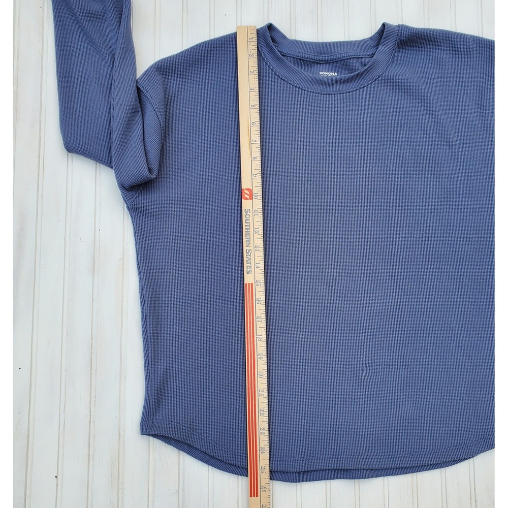 Sonoma Ladies Blue Cozy‎ Waffle Pullover Long Sleeve Top Extra Large - Picture 3 of 6